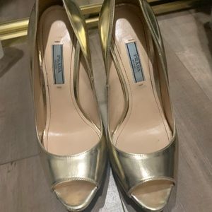 Prada gold heels